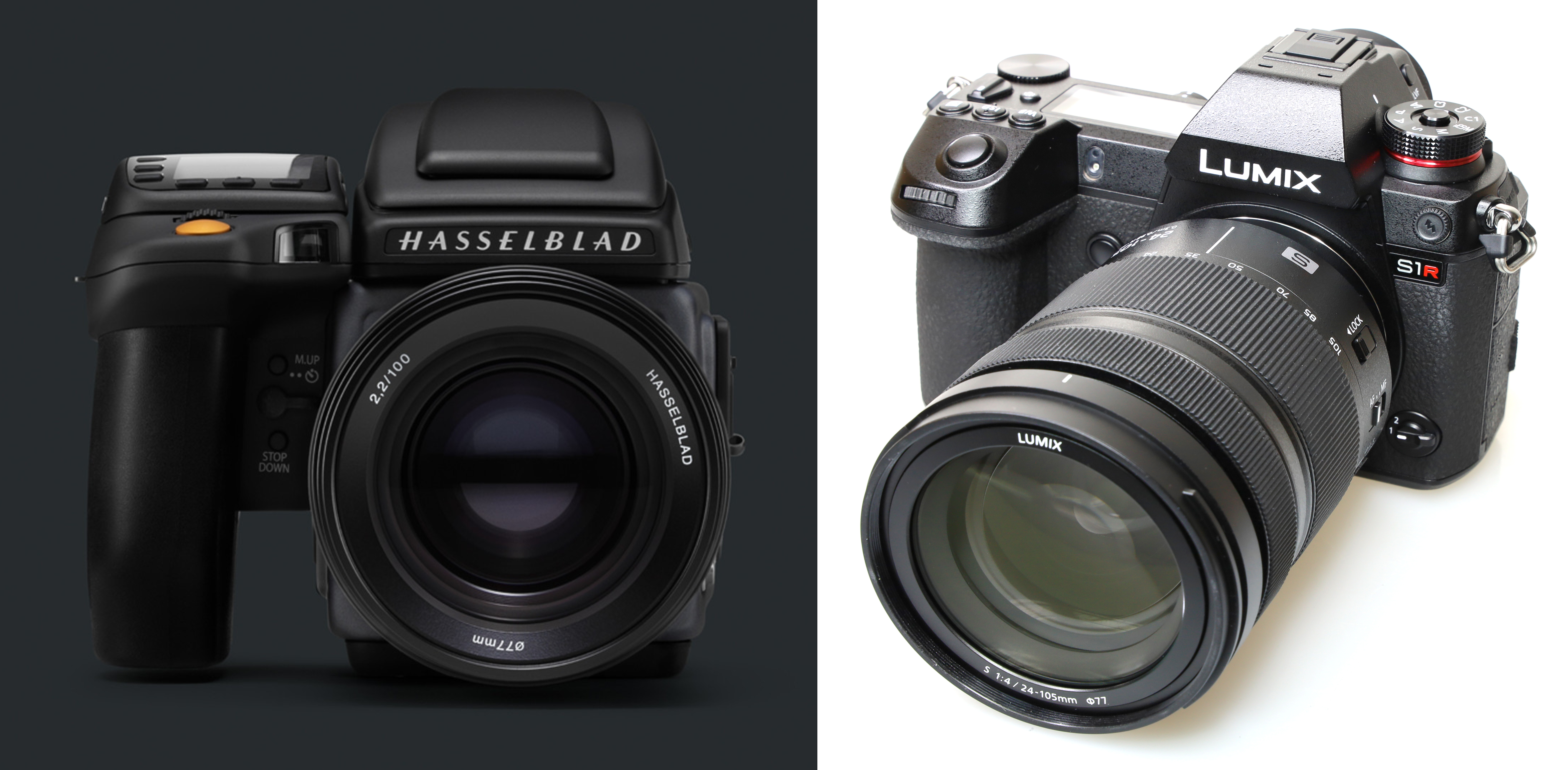 side_by_side images of Hasselblad and Panasonic cameras