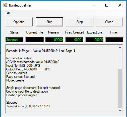BardecodeFiler running window